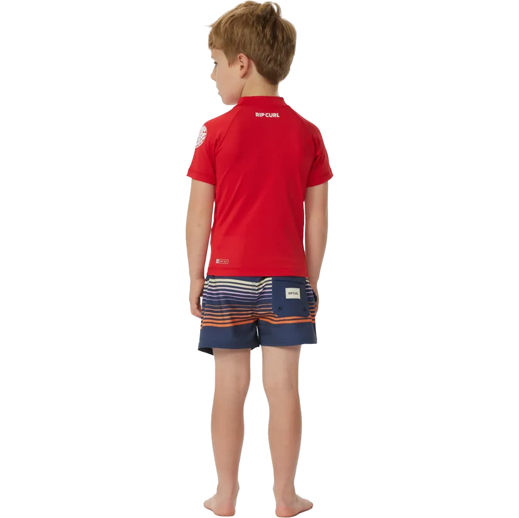 2025 Rip Curl Toddler Brand Wave UPF Short Sleeve Rash Vest TNQTRV - Red